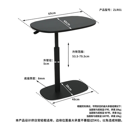Modern Gas Spring Height Lifting Adjustable Standing Coffee Table Bed Sofa Side Living Room Desk With 360 Rotating Desktop