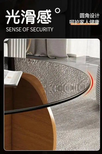 Table basse de salon ronde en verre trempé, design créatif, résistante aux hautes températures, style luxe