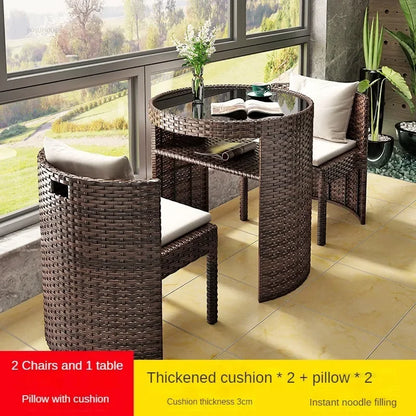 European Rattan Garden Furniture Sets Home Balcony Patio Furniture Creative Open-air Garden Furniture Combination Outdoor Set F