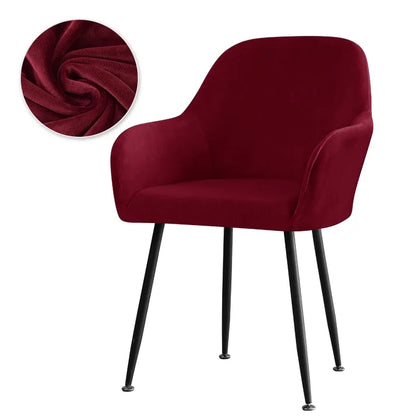 Thick Velvet Chair Covers Plush Fleece High Arm Chair Cover Elastic Slipcover All-inclusive Solid Chair Cover