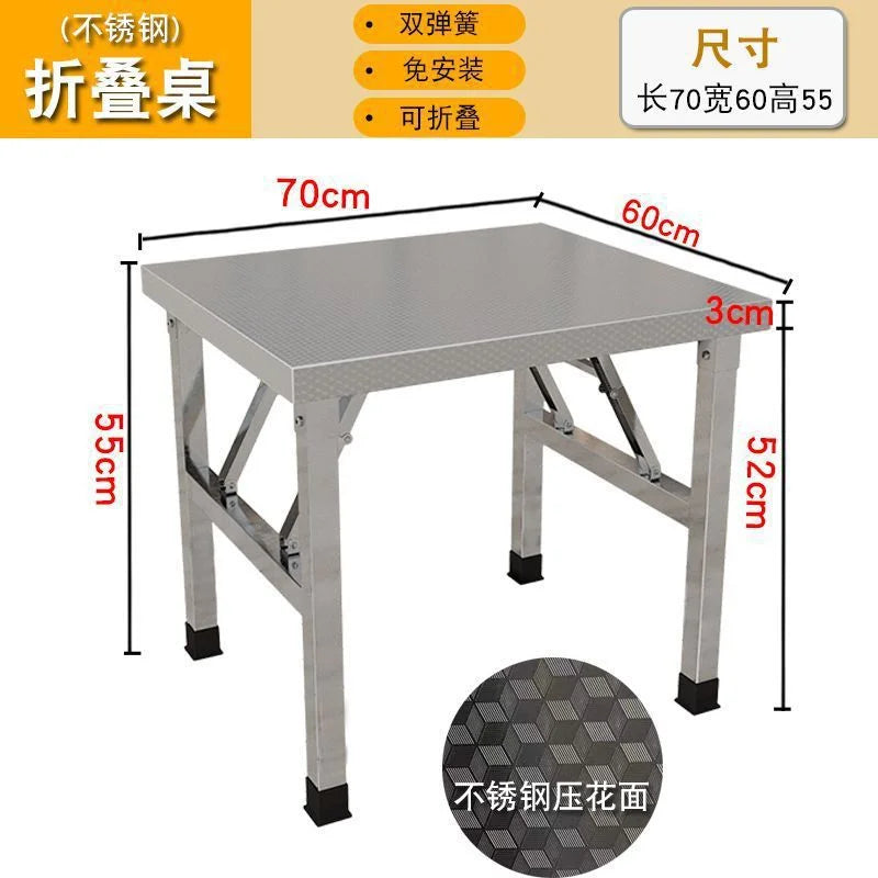 Square Folding Utility Table Home Restaurant Stainless Steel Dinner Tables Outdoor Indoor Portable Foldable Wedding Dining Table