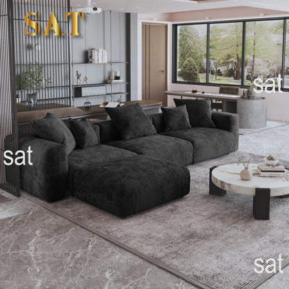 For American Vacuum Compression Black Modular Combination Sofa Sofa Large Corduroy Fabric Sofa Set