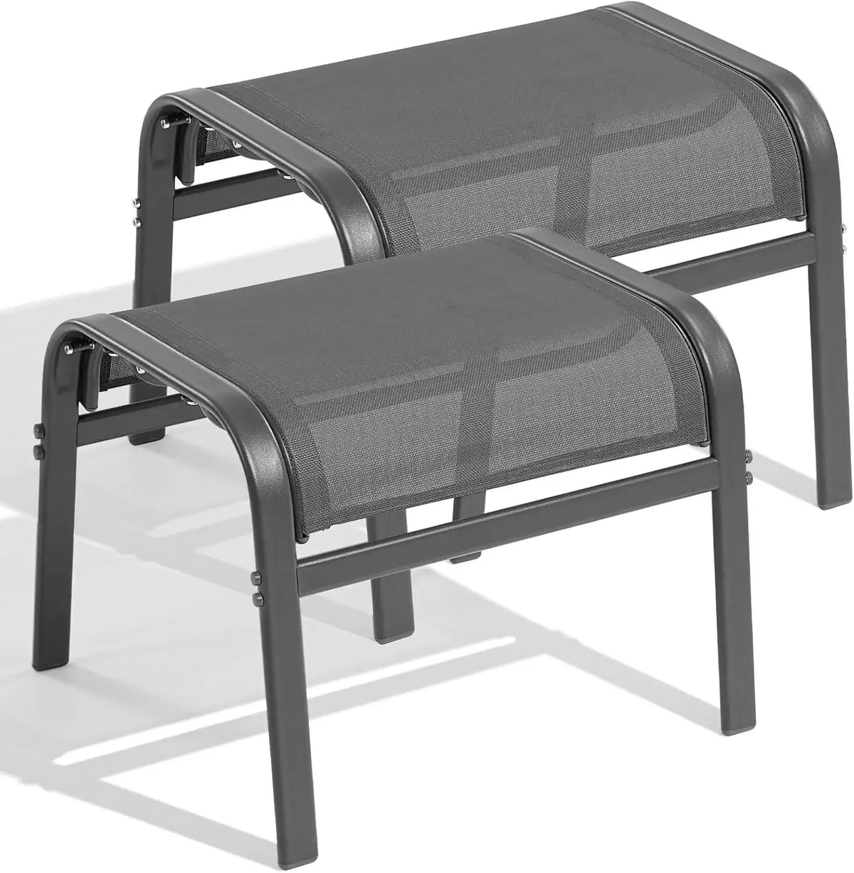 [Best Seller, Limited Stock!]Outdoor Ottoman Set of 2, All Weather Foot Stool with Supportive Textliene and Metal Frame, Stackab