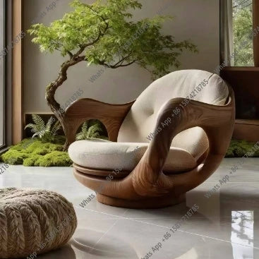 A Customizable Modern Unique Shaped Leisure Chair Minimalist Design Accent Chair Solid Wood Armchair For Home Hotel