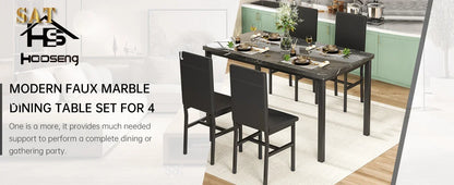 # Hot Dining Table Set For 4, Kitchen Tables And Chair For 4, Glass Dining Room Tables & PU Leather Metal Chairs, Table And Chai