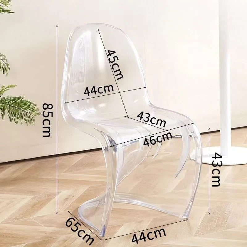Panton Chair: Artistic Light Luxury Popular Transparent Plastic Chair Nordic Modern Minimalist with Backrest Fit for Home Dining