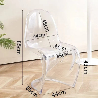 Panton Chair: Artistic Light Luxury Popular Transparent Plastic Chair Nordic Modern Minimalist with Backrest Fit for Home Dining