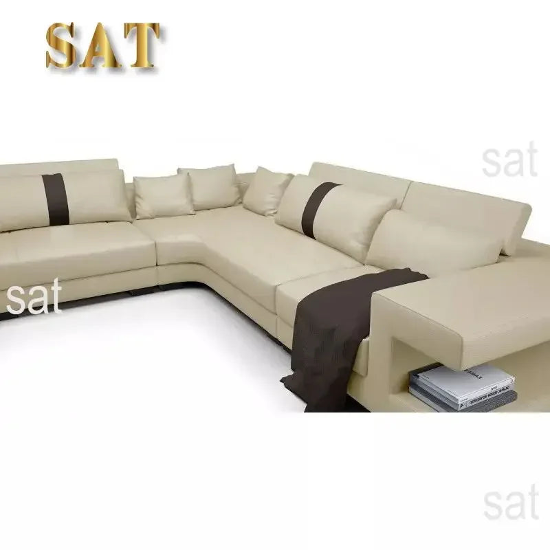 New Arrival Modern Living Room Leather Sofa, Lounge Chair, Living Room Designer Combination Sofa, U-shaped Sofa, Luxury Leather