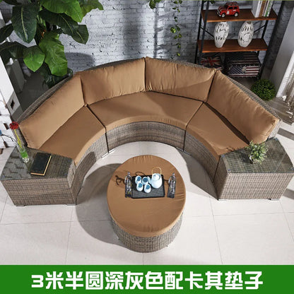 Outdoor circular rattan combination hotel curved living room sofa