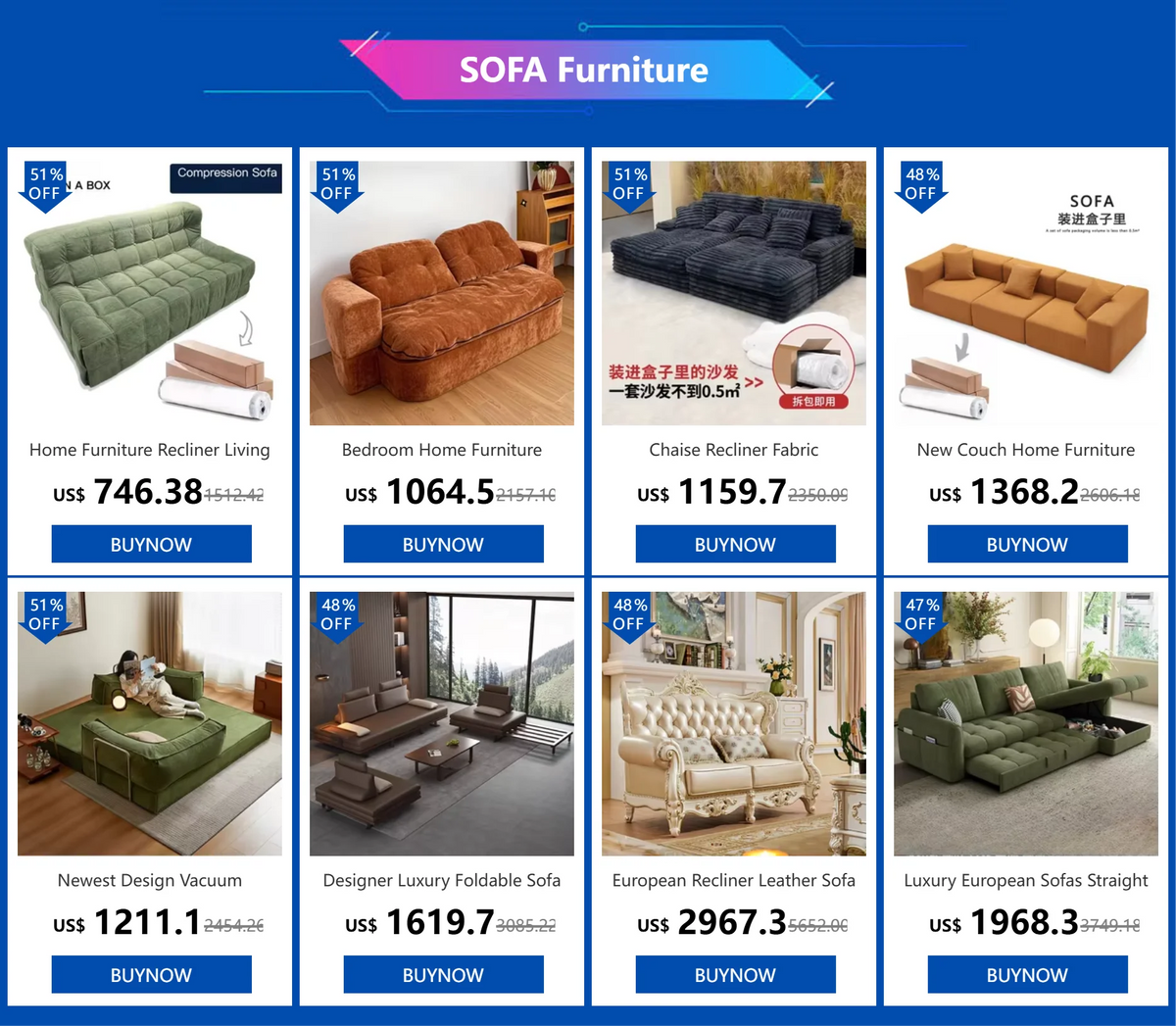 Home Furniture Living Room Fabric Compressed Sofa Lounge Daybed L Shape Bedroom Sofa Bed Couch Recliner Divano Da Soggiorno