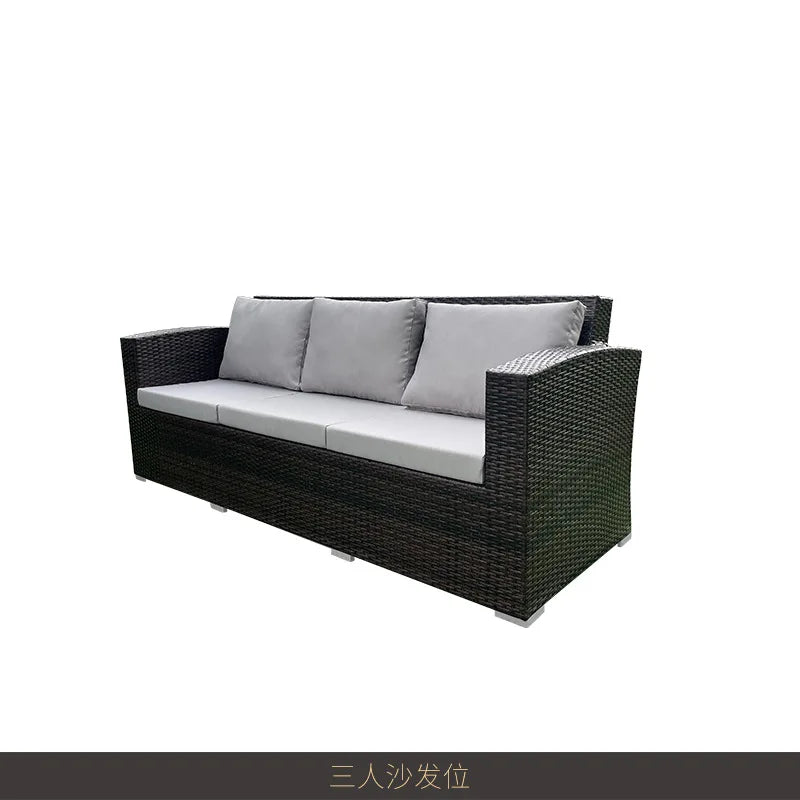 Garden outdoor beach rattan weaving leisure sofa chair outdoor furniture outdoor three-person rattan chair sofa