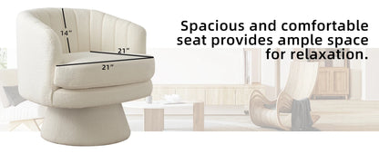 Swivel Accent Chair with Armrest, Modern 360 Degree Swivel Barrel Chair with Curve Back and Soft Cushion,Comfy Round Sherpa