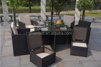 2022 Cheap Outdoor Rattan Dining Room Set Garden Space Saving Furniture