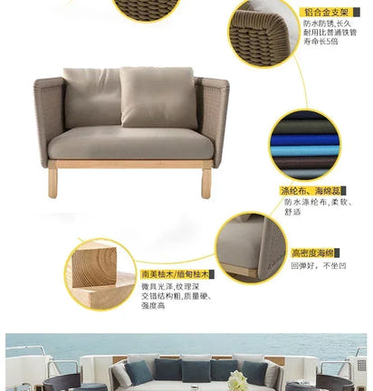 combination furniture Outdoor sofa, outdoor leisure terrace, patio, rattan sofa, teak villa, hotel, garden balcony