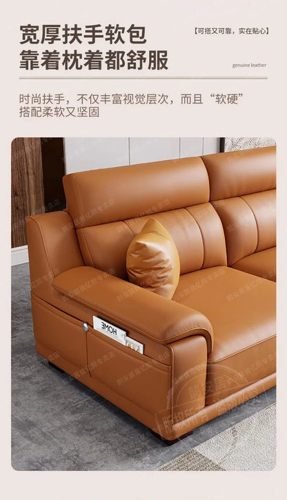 New European-style simple leather sofa wedding room new house light luxury small apartment high-end leather sofa straight row