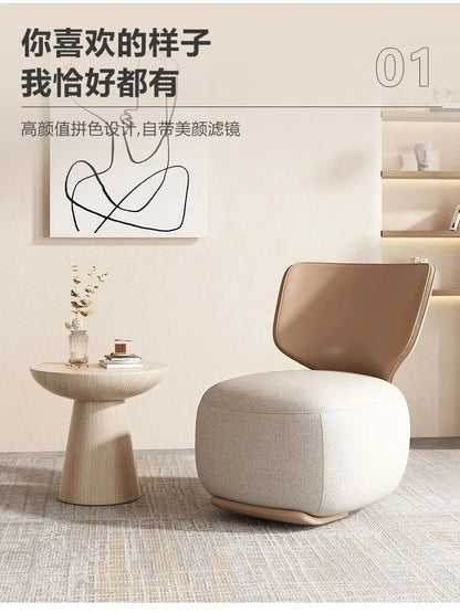 Log sofa chair Nordic living room single chair Fabric low stool Balcony casual back chair
