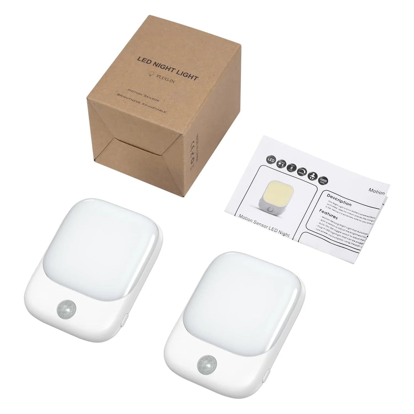 1pc/2pcs EU Plug in LED Motion Sensor Night Lights for Kids Bedroom Auto Dusk to Dawn Sensor Dimmable Wireless Cabinet Lamp