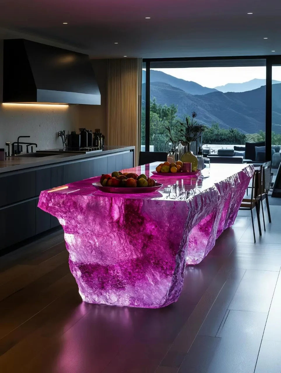 Villa Home Glowing Crystal Island Platform Transparent Resin Glacier Tea Table Art