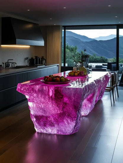 Villa Home Glowing Crystal Island Platform Transparent Resin Glacier Tea Table Art