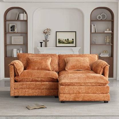 Cloud Sofa two Seats, for Apartment, Comfy Double Layer Upholstered Seat Cushion, Breathable Chenille Fabric, Black