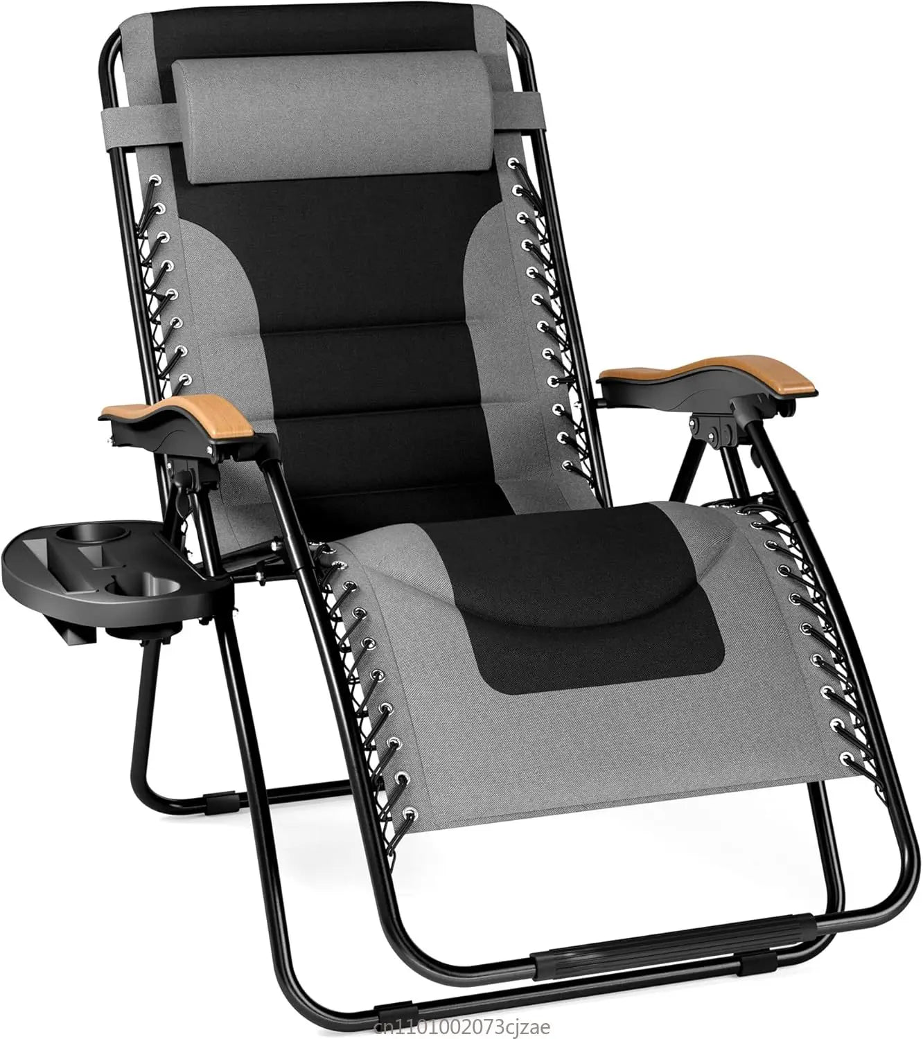 PHI VILLA XXL Oversized Padded Zero Gravity Chair, Foldable Patio Recliner, 30" Wide Seat Anti Gravity Lounger with Cup Holder,