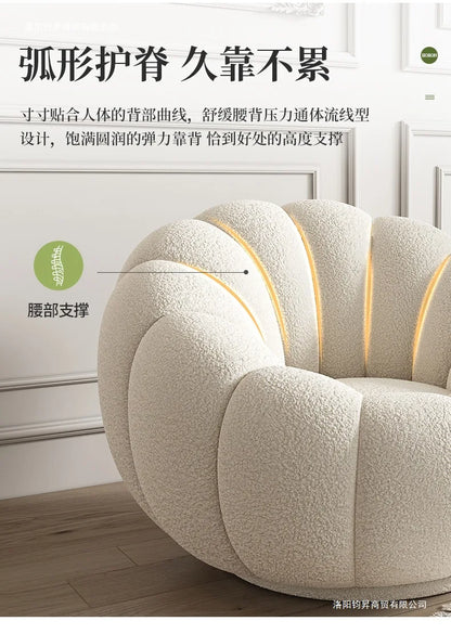 Internet celebrity lazy pumpkin sofa lamb wool tatami single balcony leisure chair rotatable family bedroom chair