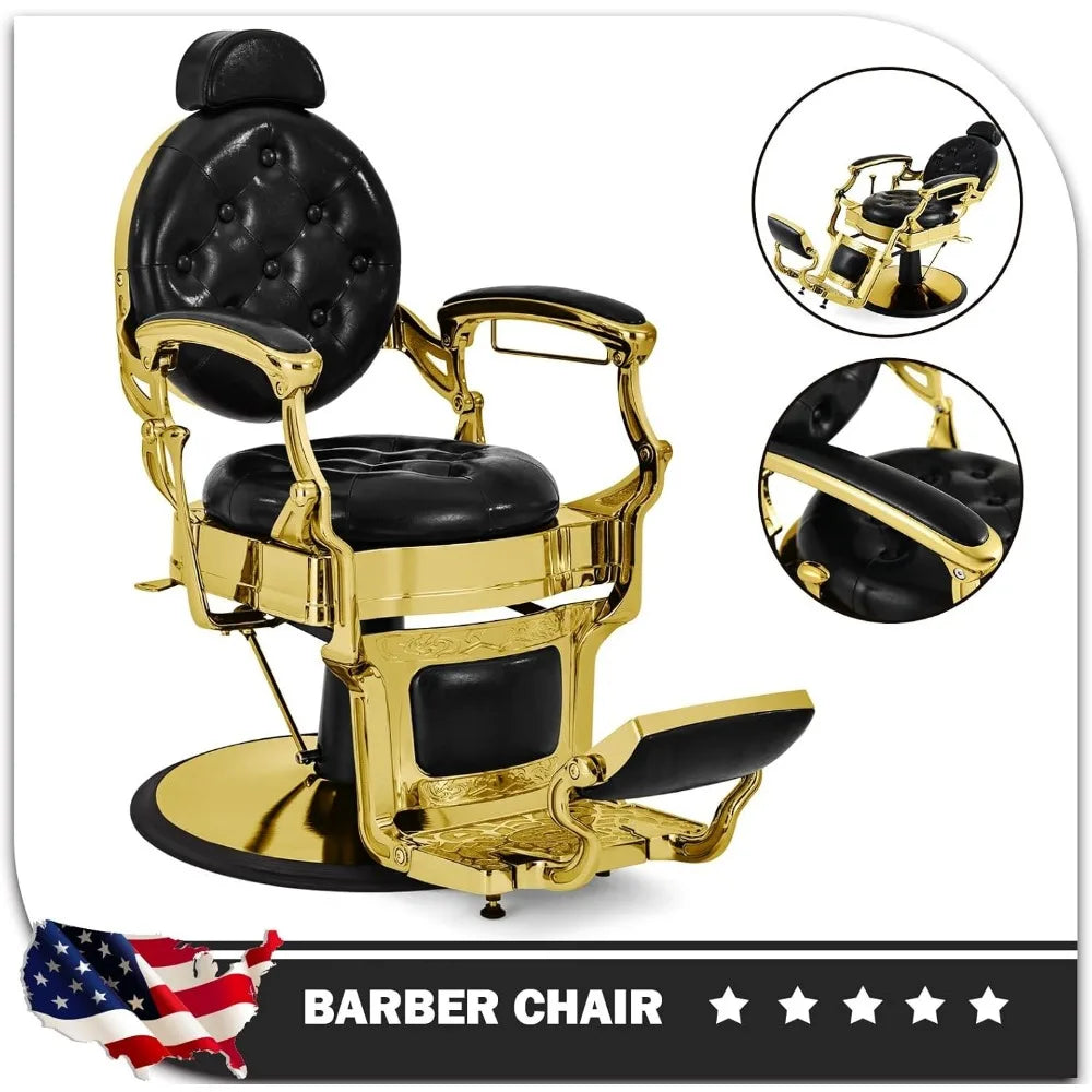 Retro Barber Chair Heavy Duty Barber Chairs Vintage Salon Chair Hydraulic Recline Beauty Spa Styling Equipment Rounded Cushioni