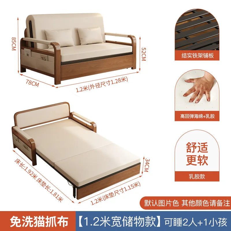 Light luxury home living room balcony folding sofa bed, single double multi functional telescopic bed