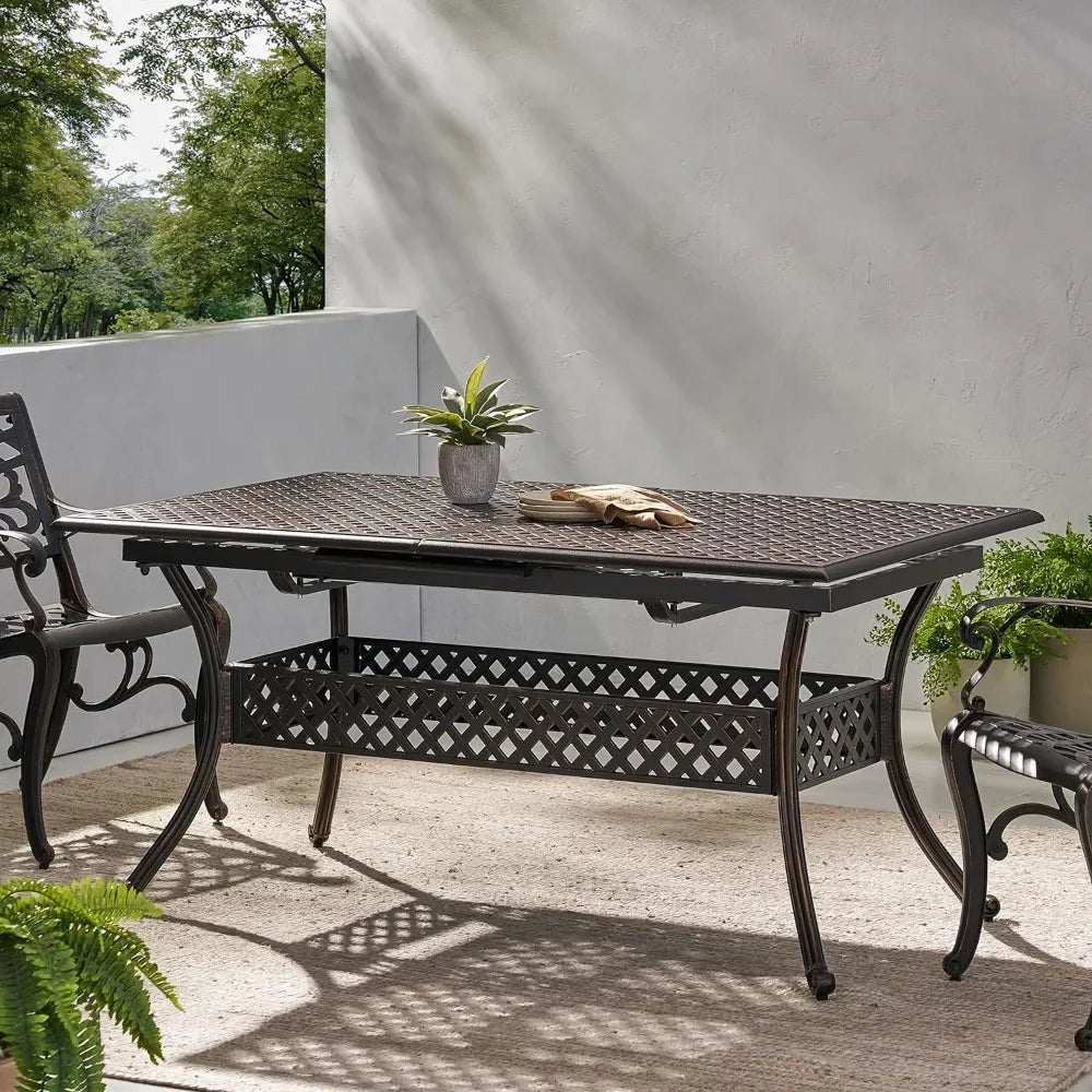 Outdoor Cast Aluminum Expandable Rectangular Dining Table