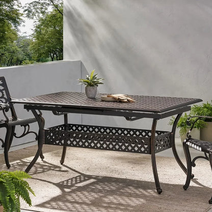 Outdoor Cast Aluminum Expandable Rectangular Dining Table