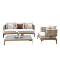 Outdoor rattan aluminum alloy sofa Nordic courtyard sofa chair Villa garden open-air rattan rope sofa combination