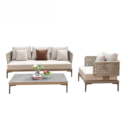 Outdoor rattan aluminum alloy sofa Nordic courtyard sofa chair Villa garden open-air rattan rope sofa combination