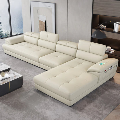 Nordic first-layer cowhide modern minimalist living room corner function minimalist full leather sofa
