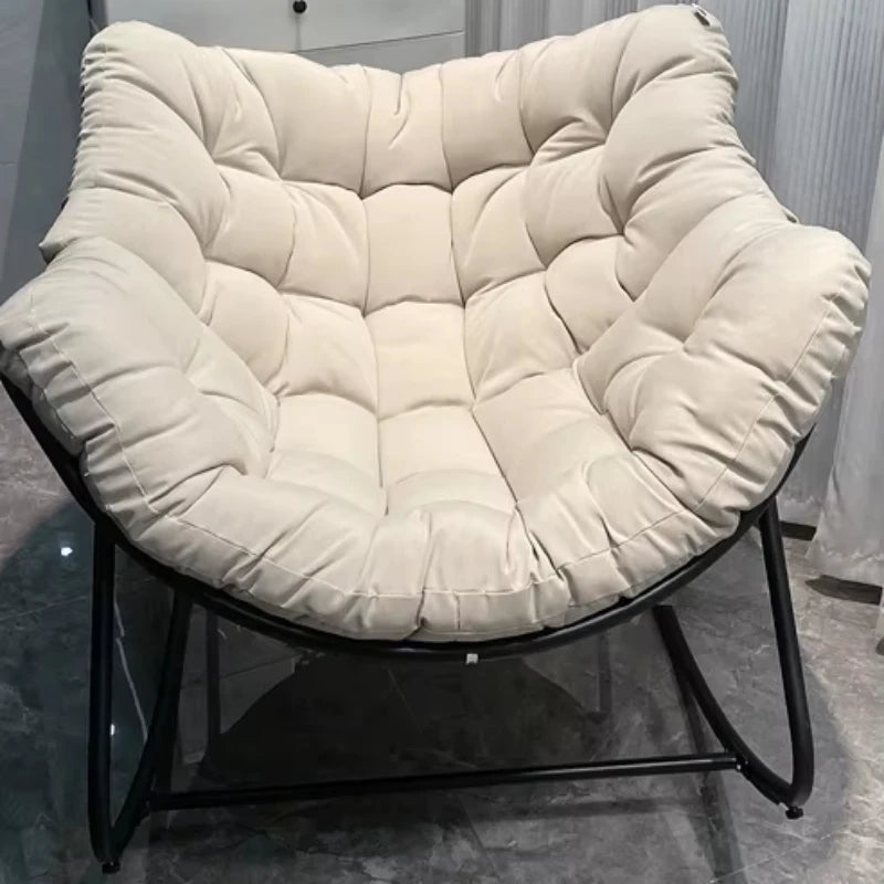 Metal Rocking Chair Adult Reclining Chair Balcon Home Single Leisure Chairs Living Room Red Sofa Chair Lazy Recliner