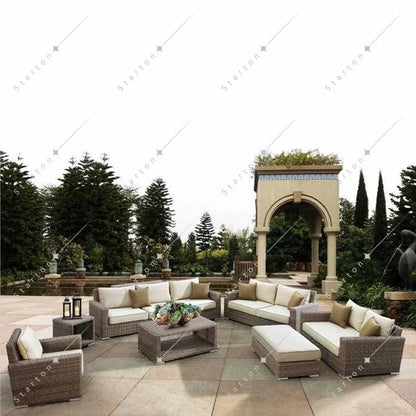 Luxury Modern Outdoor Aluminium Modular Waterproof Wicker Lounge Furniture Set Rattan Garden Sofas Set