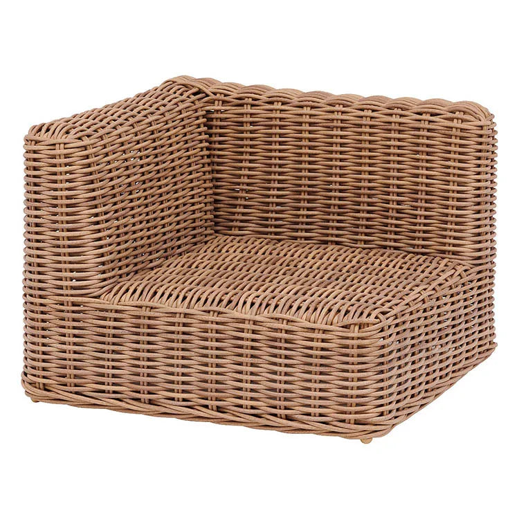 Factory Sale High Quality Outdoor Courtyard Metal Frame Rattan Wicker L-shape Garden Sofa Set