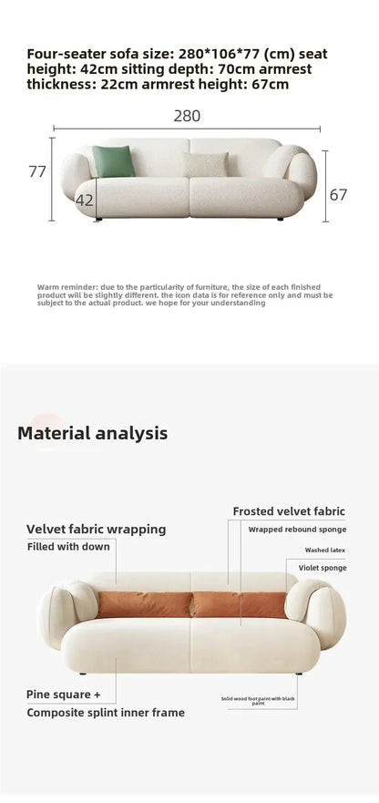 White Technology Cloth Sofa Set Modern King Size Foam Sponge Tatami Couch Large Reading Design Soft Big Bank Bedroom Furniture