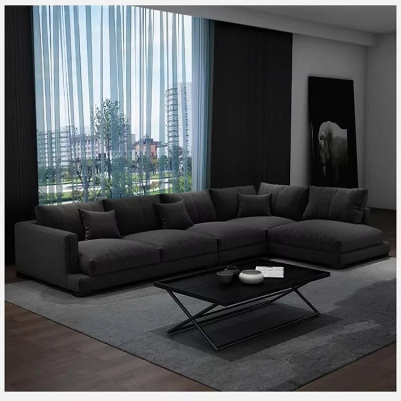 -For Extra Large Black Wide Corner Sofa Fabric Corner Couch 7 Seater Living Room Sofas Floor Couch&
