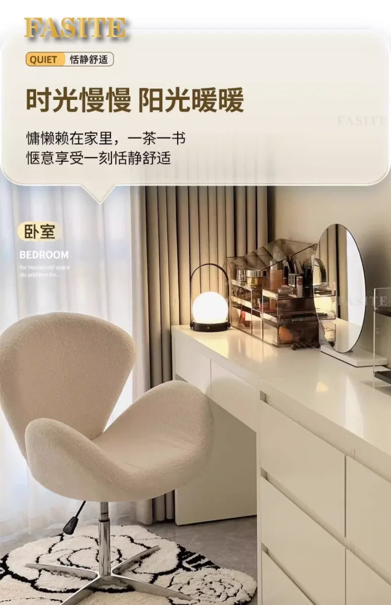 New Computer Chair, Home Bedroom Girls Makeup Chair, Comfortable Sedentary Dressing Table Stool, Sherpa Lift Swivel Chair