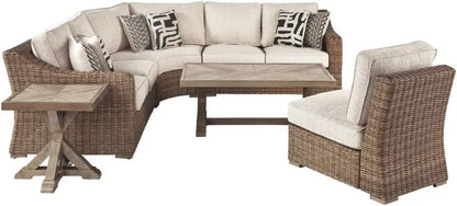 Beachcroft Patio Farmhouse Outdoor Wicker Cushioned Armless Chair