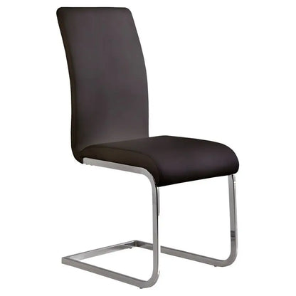 Upholstered Side Amanda White Faux Leather Dining Accent Chair with Chrome FinishSet of 2, Black LCAMSIBL