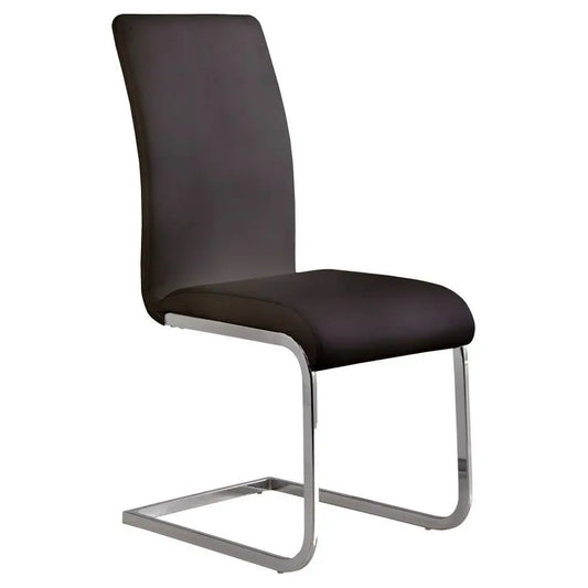 Upholstered Side Amanda White Faux Leather Dining Accent Chair with Chrome FinishSet of 2, Black LCAMSIBL