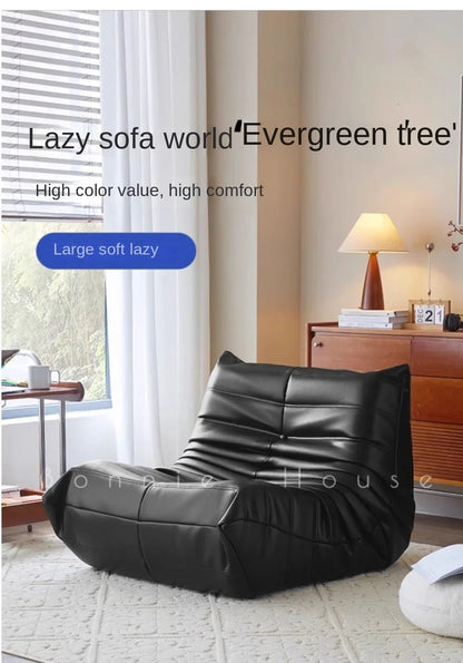 Black caterpillar sofa lazy single leisure chair togo original small apartment balcony living room lying down leather