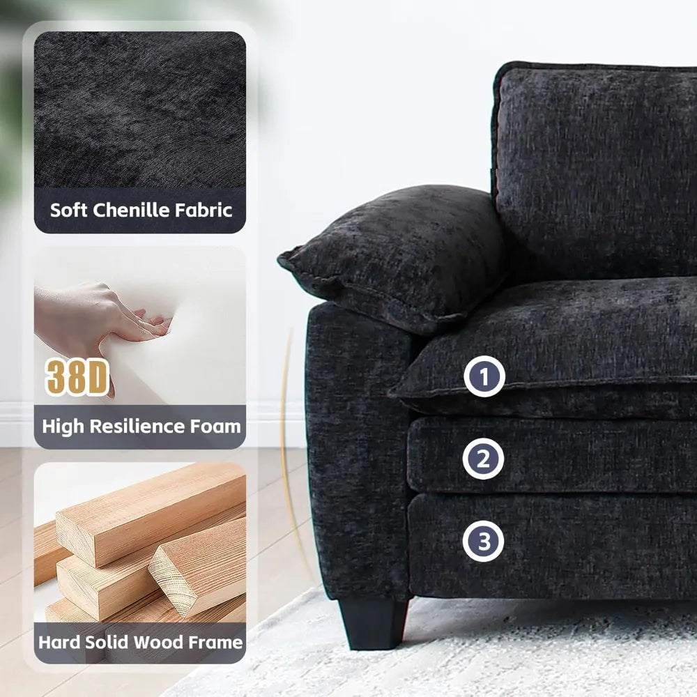 Sofa Comfy Cloud Couch, L Shaped 3 Deep Seat Sofa Couch with Ottoman