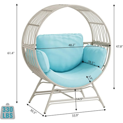 Egg Chair Outdoor Indoor, Oversized Rattan Chair with Thicken Cushion, 510LBS Capacity Wicker Patio Lounge Chair