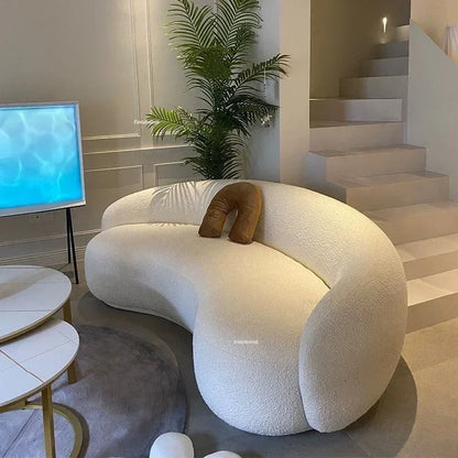 Curved Living Room Sofas Living Room Furniture Cream Style Beauty Salon Sofa Clothing Store Rest Area Reception Sofab