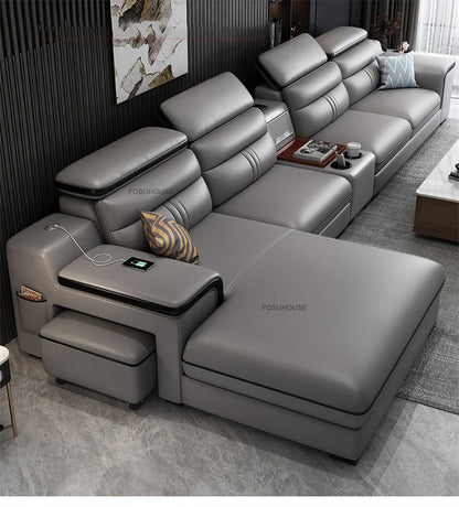Luxury Leather Living Room Sofas Italian Home Sofa Bed Recliner Modern Designer Ergonomic Back Sofa Living Room Furniture
