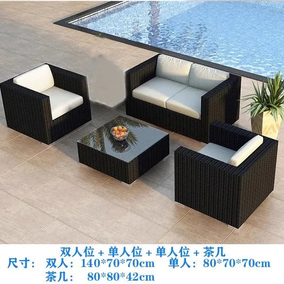 Outdoor sofa combination courtyard garden balcony rattan table and chairs terrace waterproof and sun protection outdoor