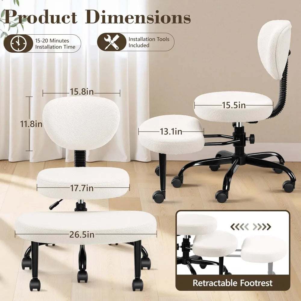 Cross Leg Chair - Meditation Chair with Wheels, ADHD Chair, Height Adjustable Seat, Adjustable Footstool