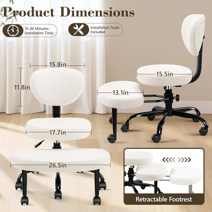 Cross Leg Chair - Meditation Chair with Wheels, ADHD Chair, Height Adjustable Seat, Adjustable Footstool